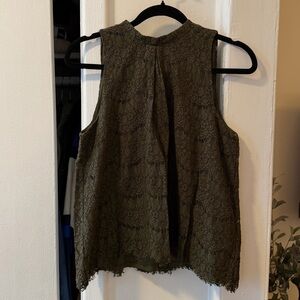 Olive Green Halter Neck Lace Top